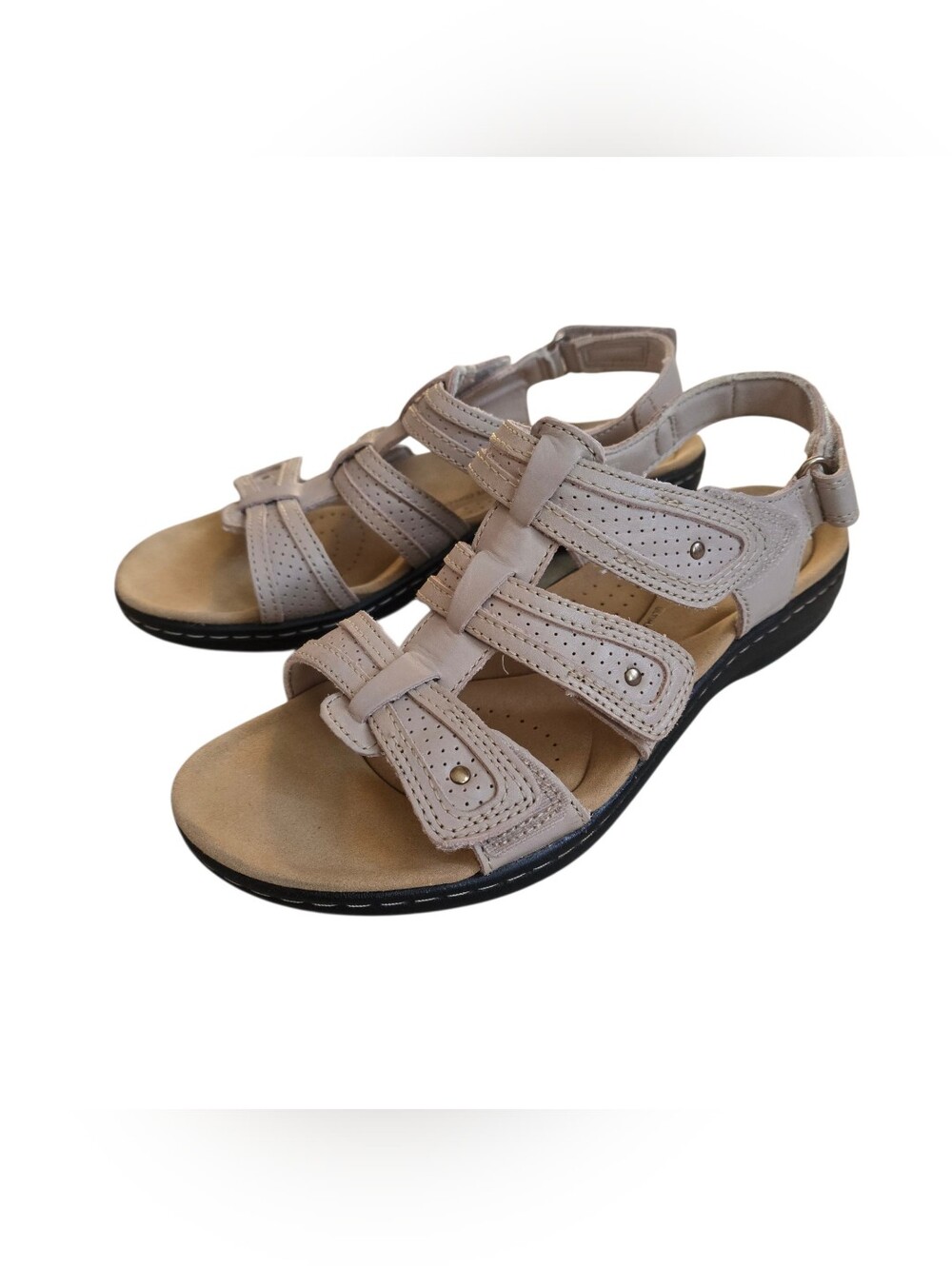 Clarks Laurieann Ivy Rip Tape Casual Light Tan Sandals Size 7M